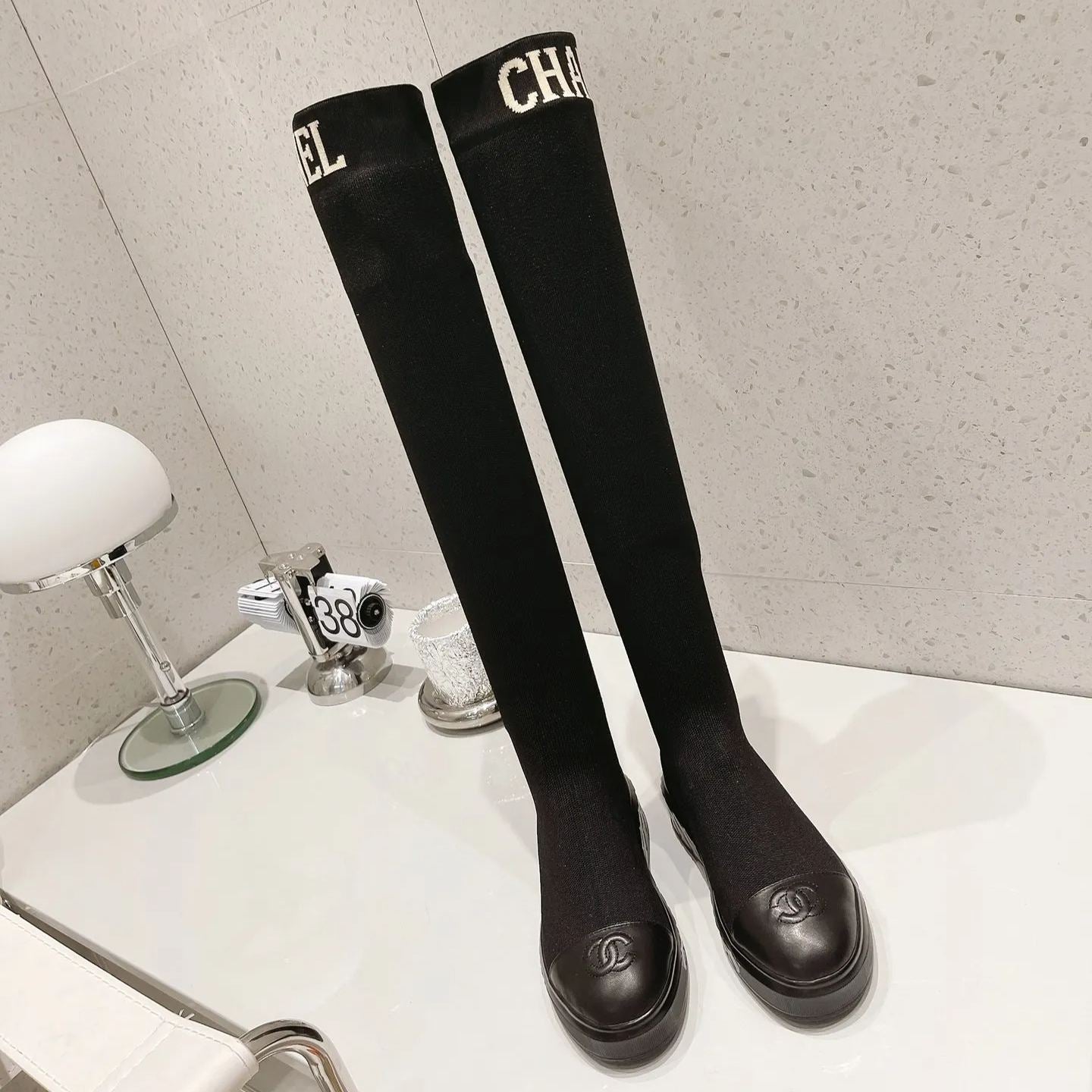 23 New CL classic letter embroidered stretch boots XC0423101303
