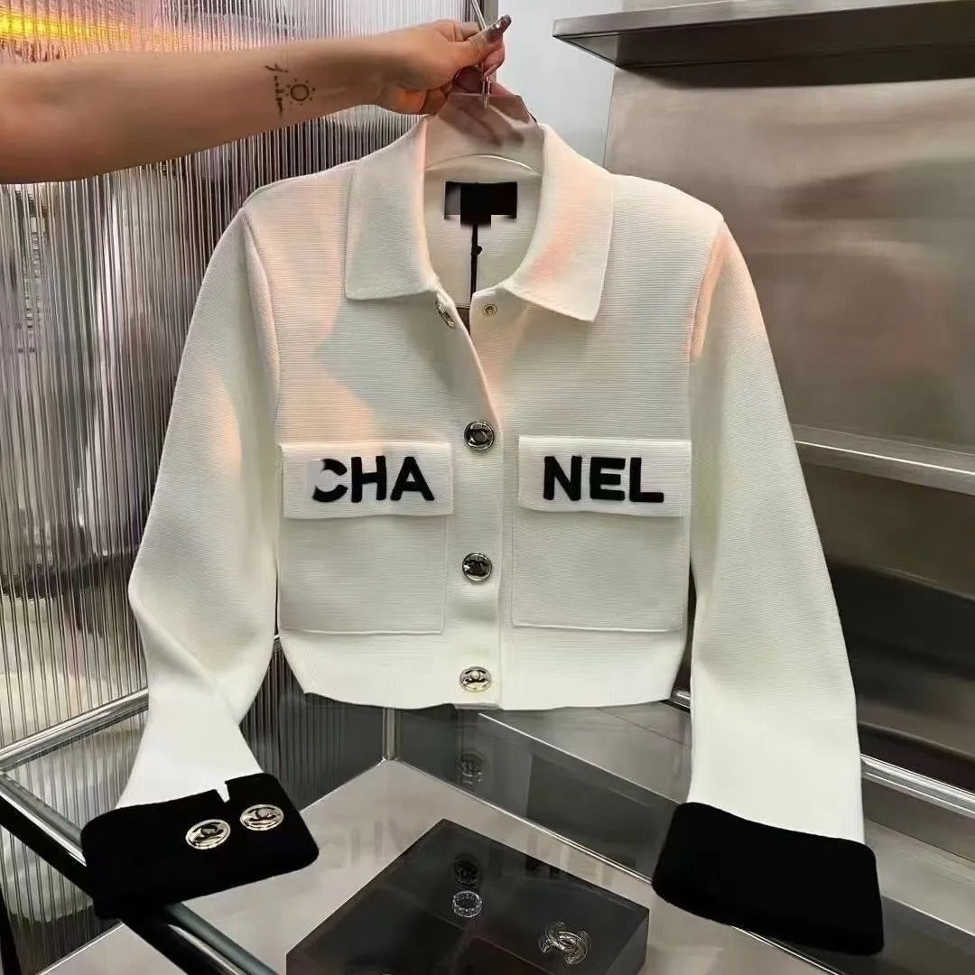 2023 Black and White polo neck pocket autumn and winter coat/Black PD1423090803