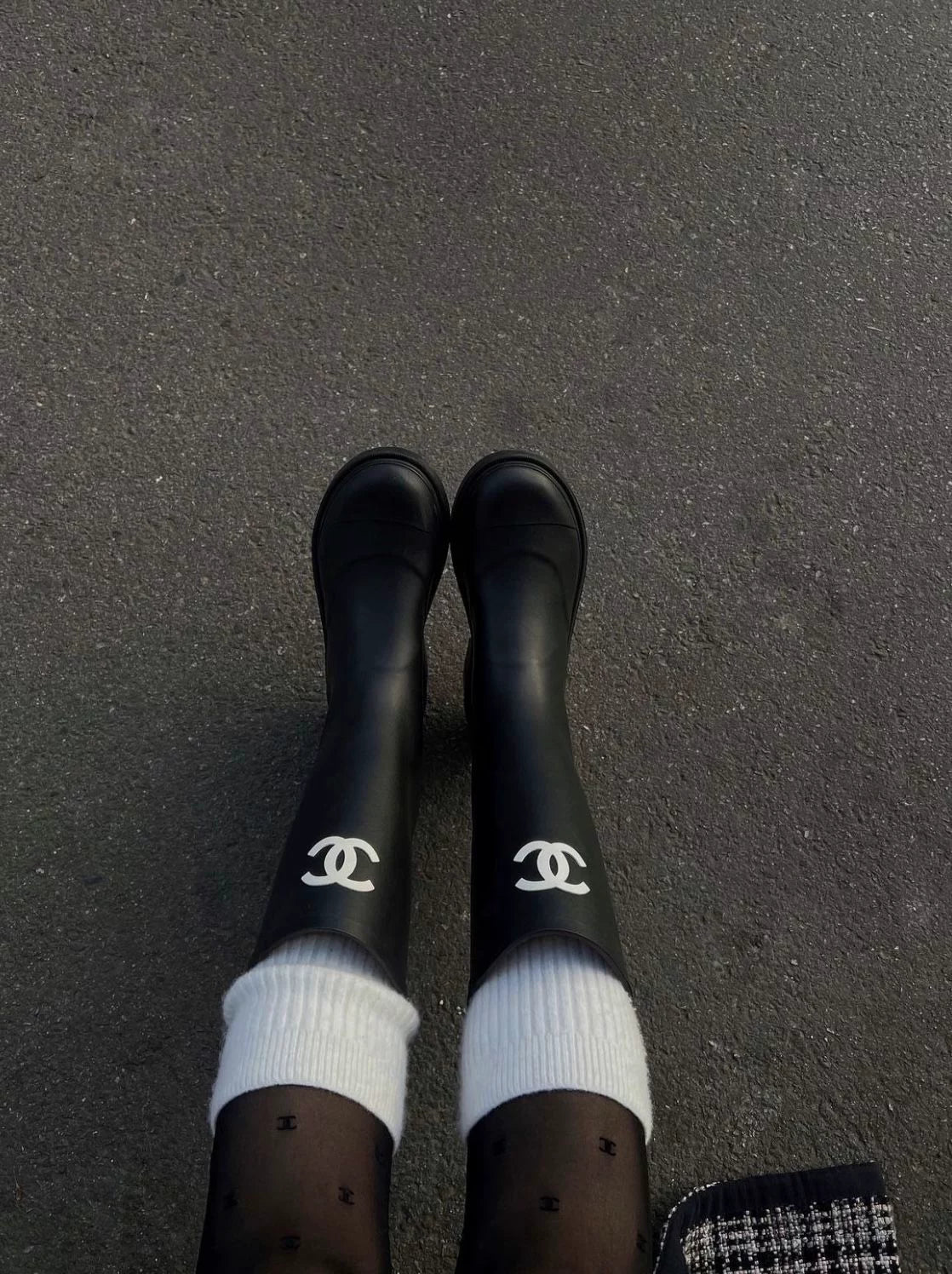 Black Leather C Logo Women's Fashion BootsXC052023110202