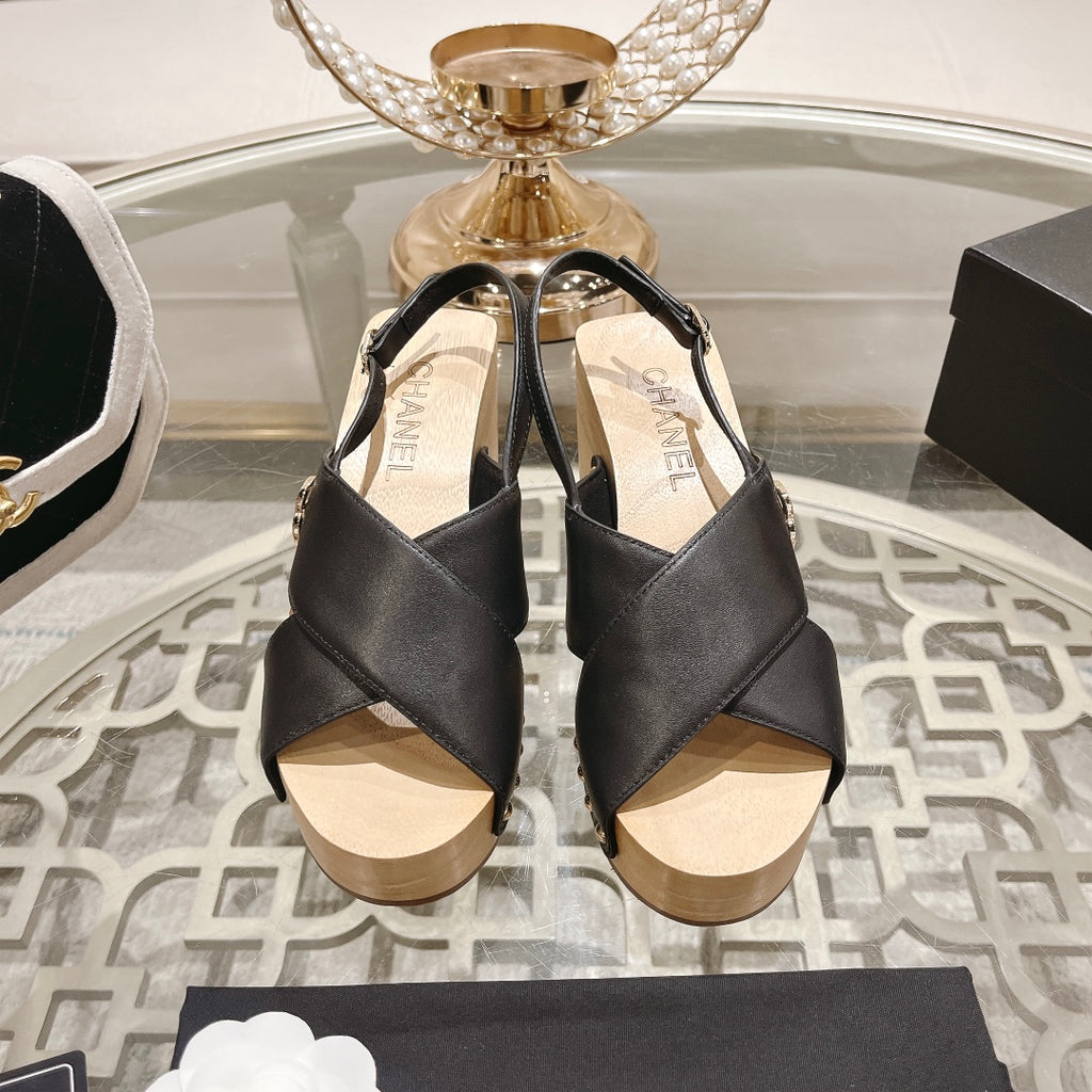 24ss wood grain platform sandals 0724071707