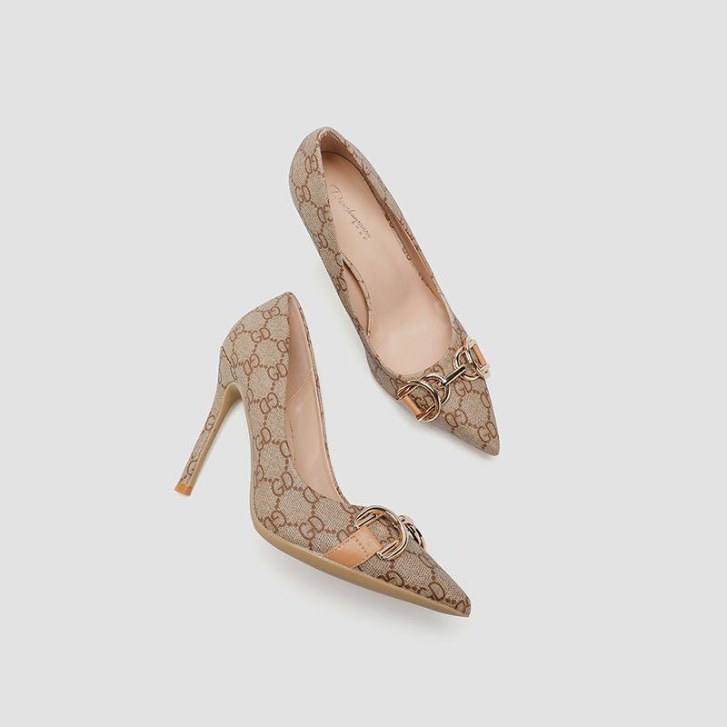 Stiletto Pointed Toe Leather High Heels 0823120601