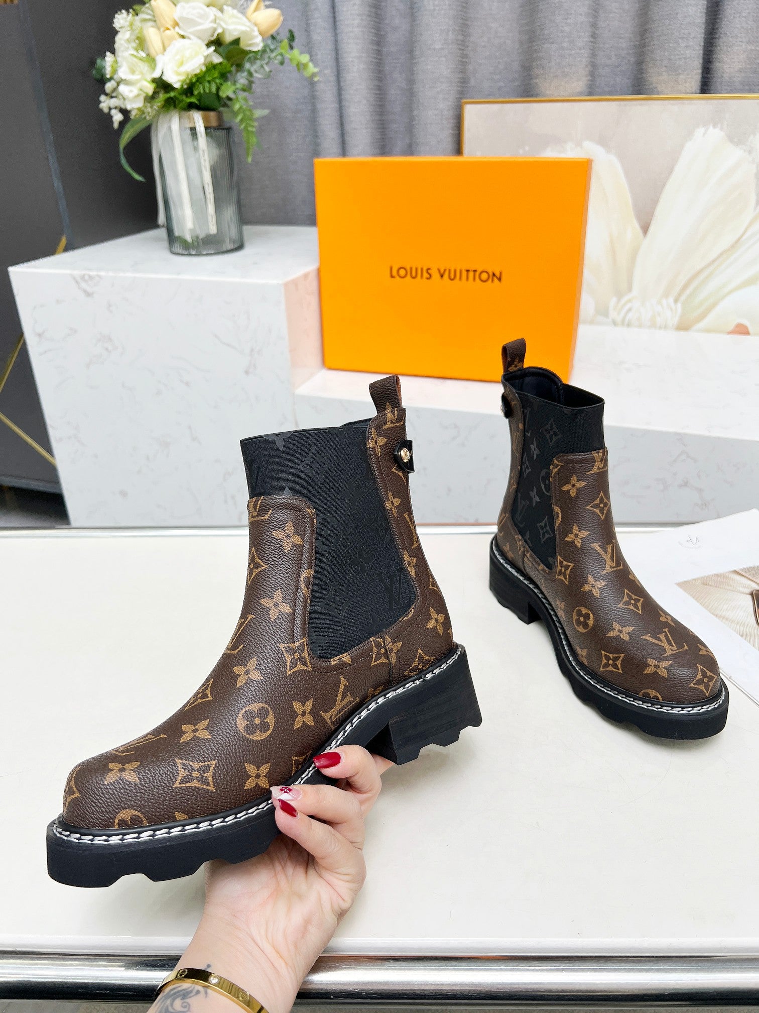 L classic printed women's boots 0725091602