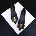BLACK HANDMADE LEATHER DLOGO WOMEN'S SLIPPERS