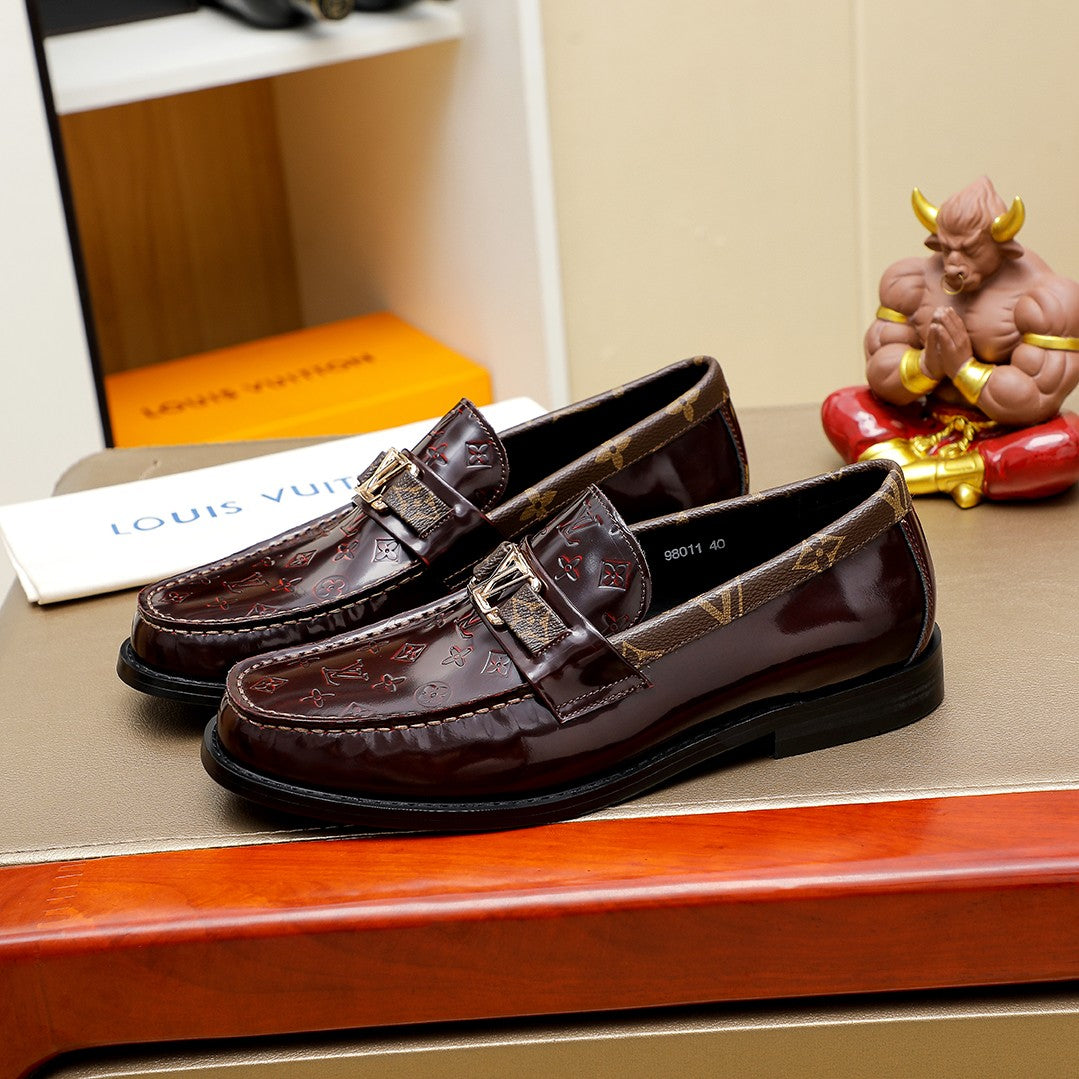 L men's fashionable patent leather printed shoes 0725031005