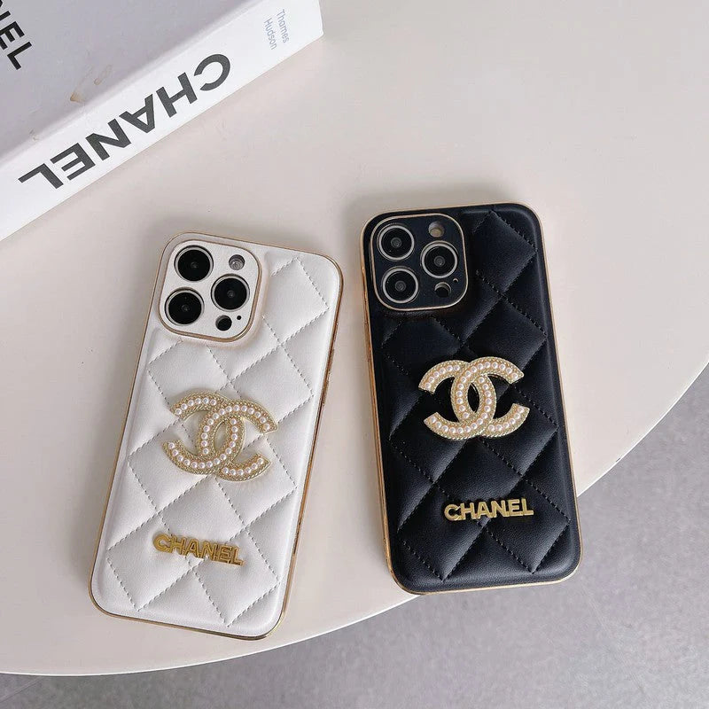 CC Black & White Leather iPhone Case