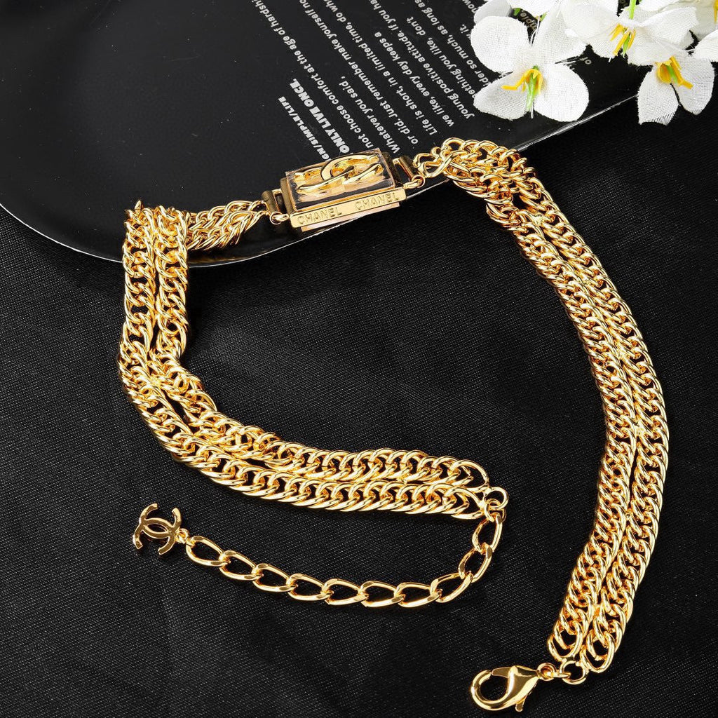 New Fashion Women's CC Square Multi-layer Gold Choker ZS1326101013