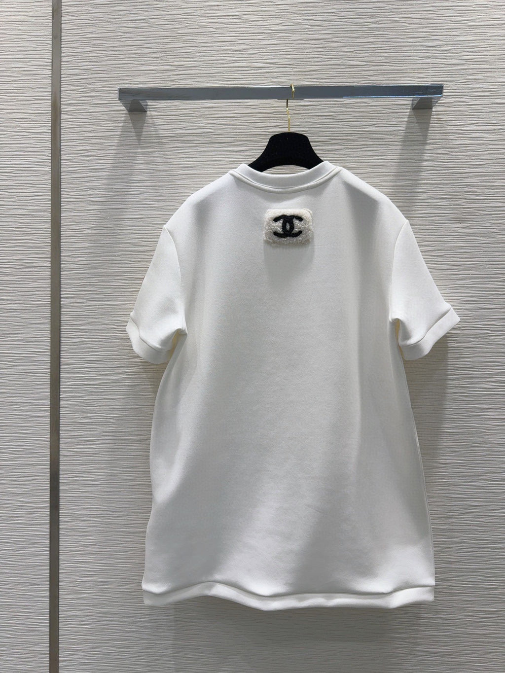 round neck stitching diamond patent leather short sleeves 0724121106