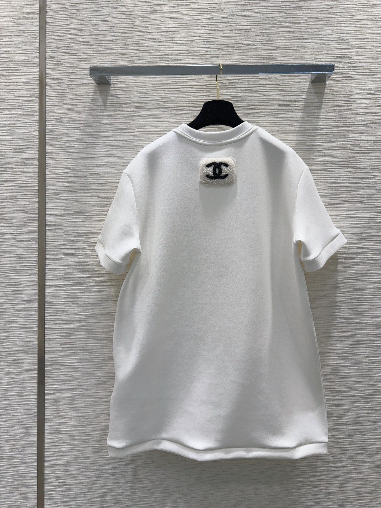 round neck stitching diamond patent leather short sleeves 0724121106