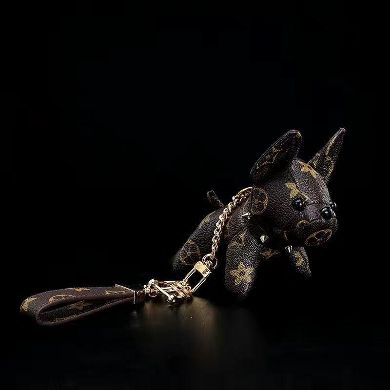 Cute Leather Dog Pendant Keychain 0823121104