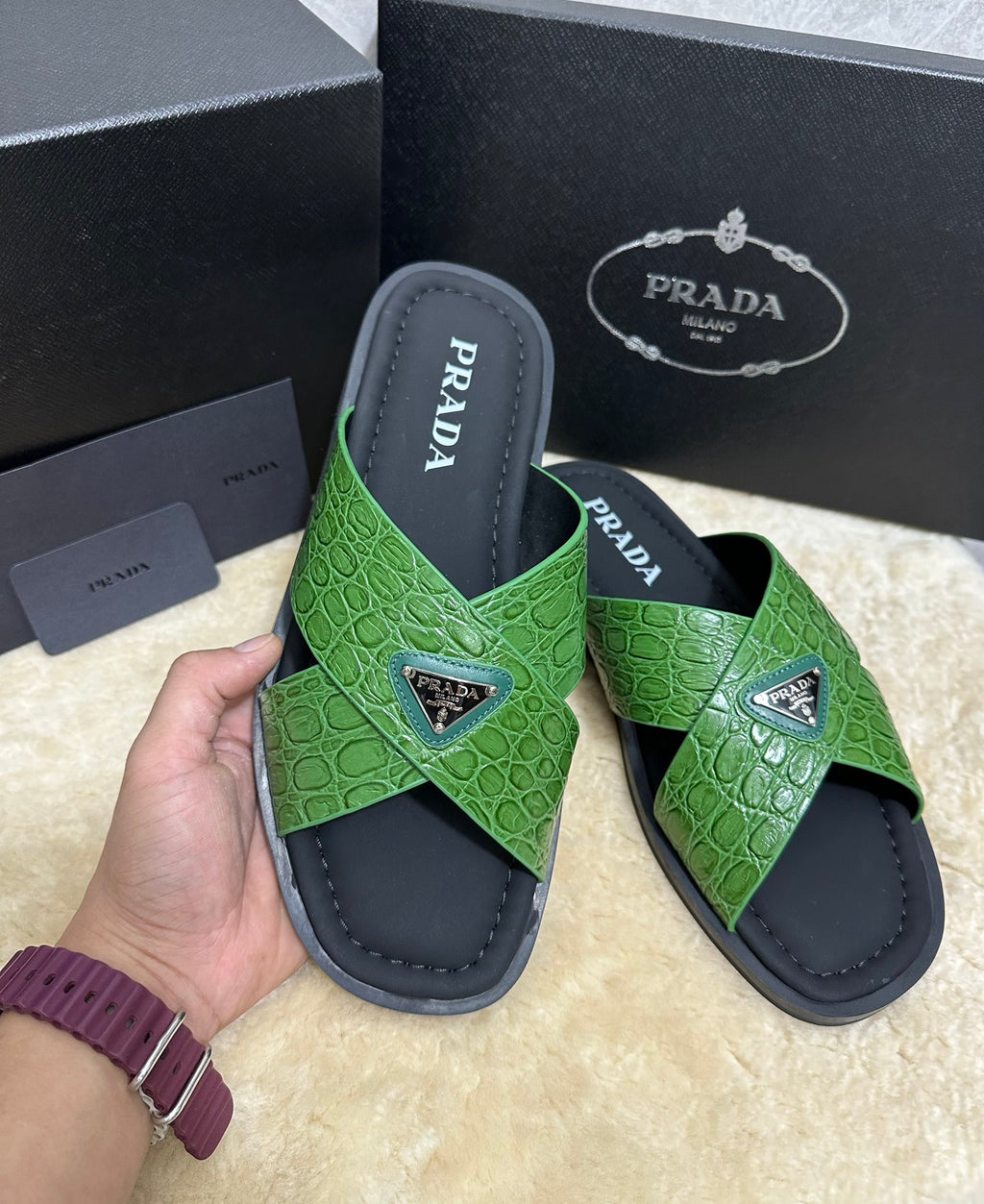 Pr Men's Crocodile Leather Slippers 0726042102