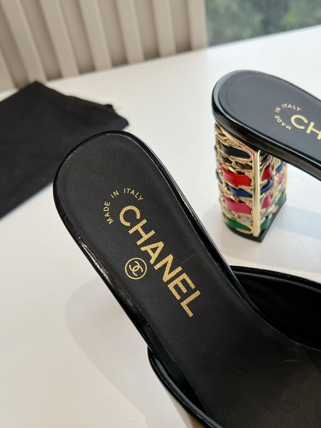 Chane1 top fashion classic high heel slippers 0724030821