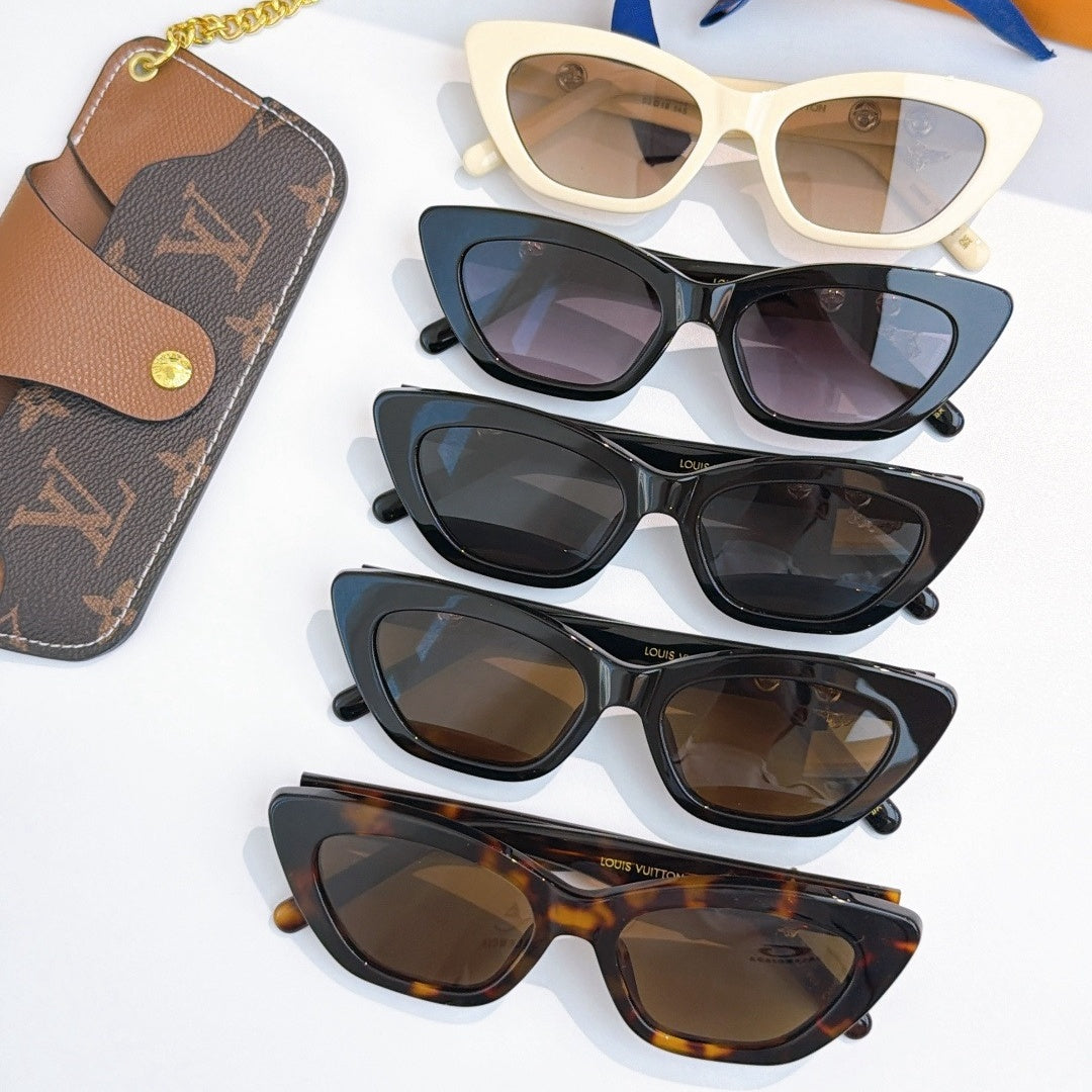 New Cat Eye LV Sunglasses With Chain XC1312102607