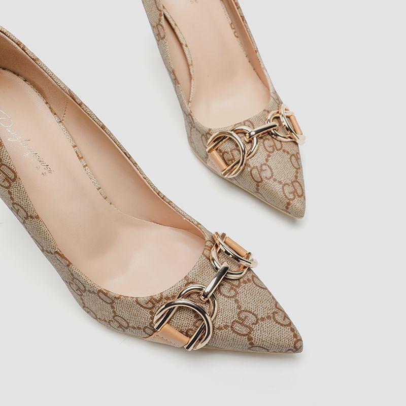 Stiletto Pointed Toe Leather High Heels 0823120601