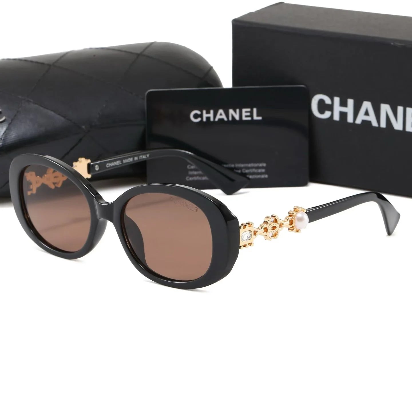 Luxury Women CC Oval Pearl Decor Sunglasses PF1326090702