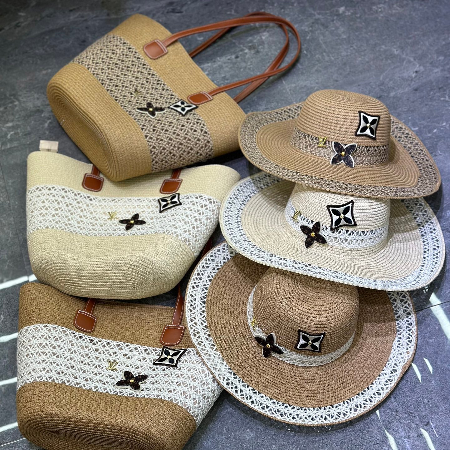 New Fashionable Hundred Beach Hat and Bag Set 1025040111