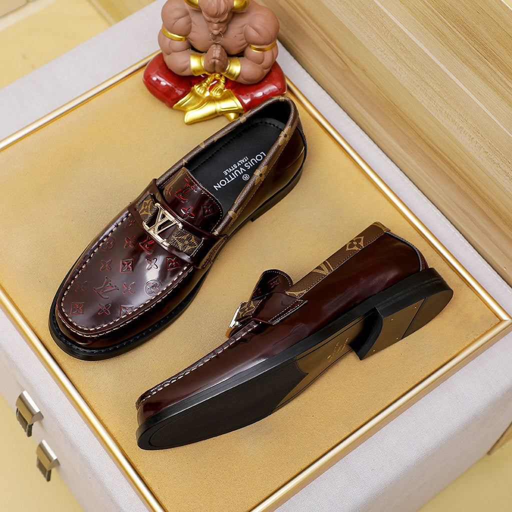 L men's fashionable patent leather printed shoes 0725031005