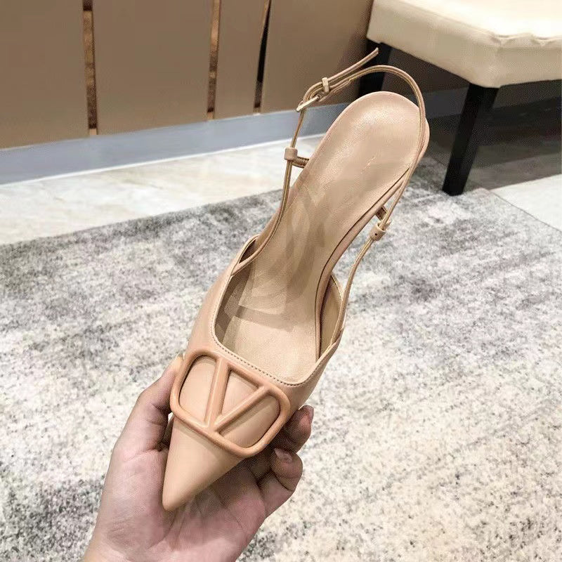 V pointed toe stiletto sandals