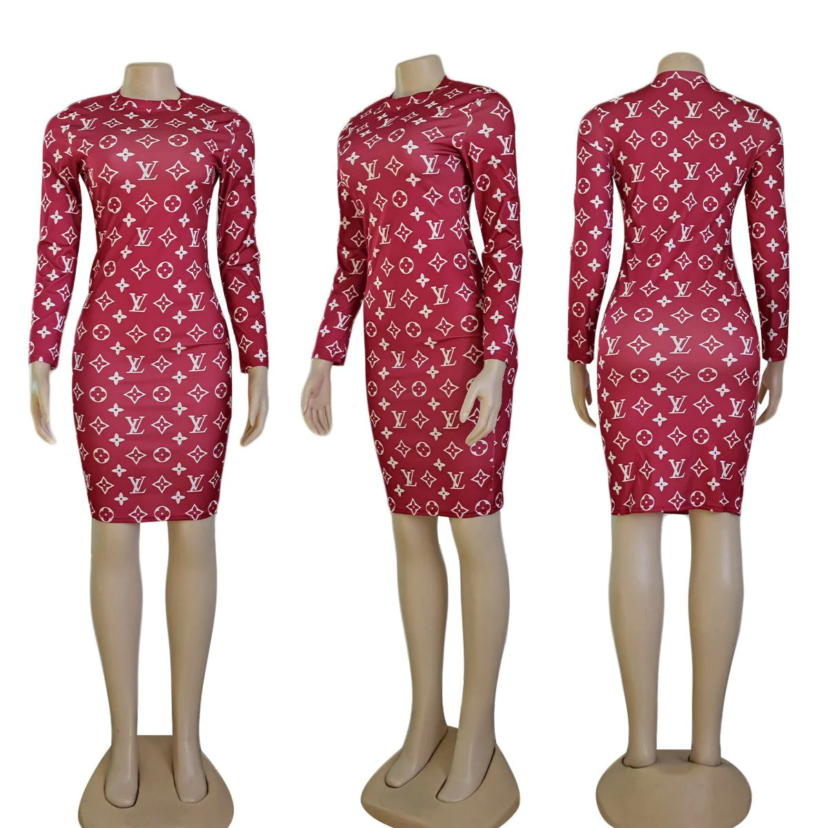 Sexy printed slim fit hip-huing dress XC0823110101
