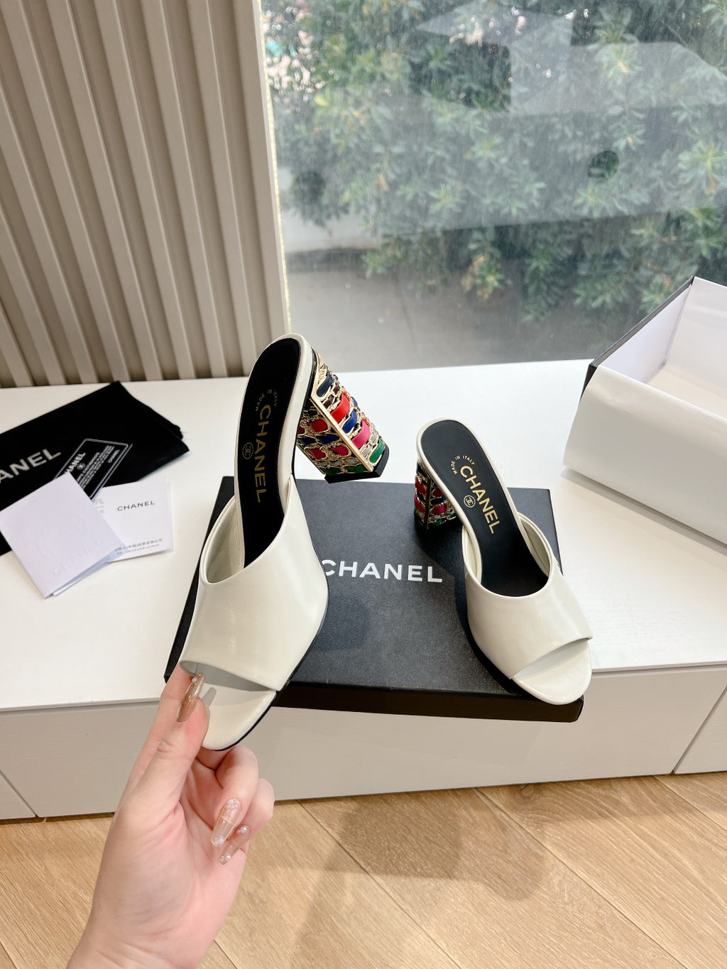 Chane1 top fashion classic high heel slippers 0724030821