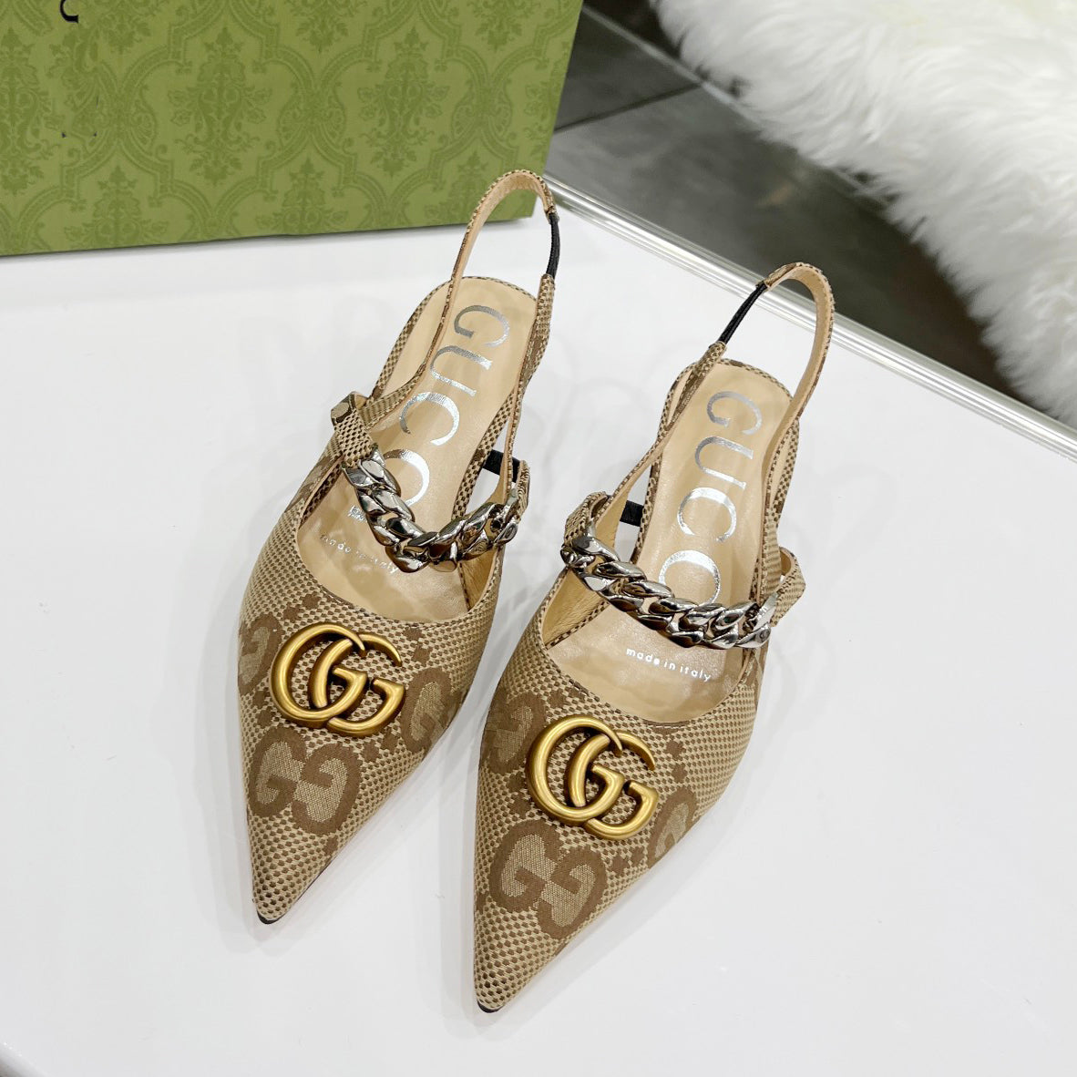 Leather Classic Print Pumps XC0723042418
