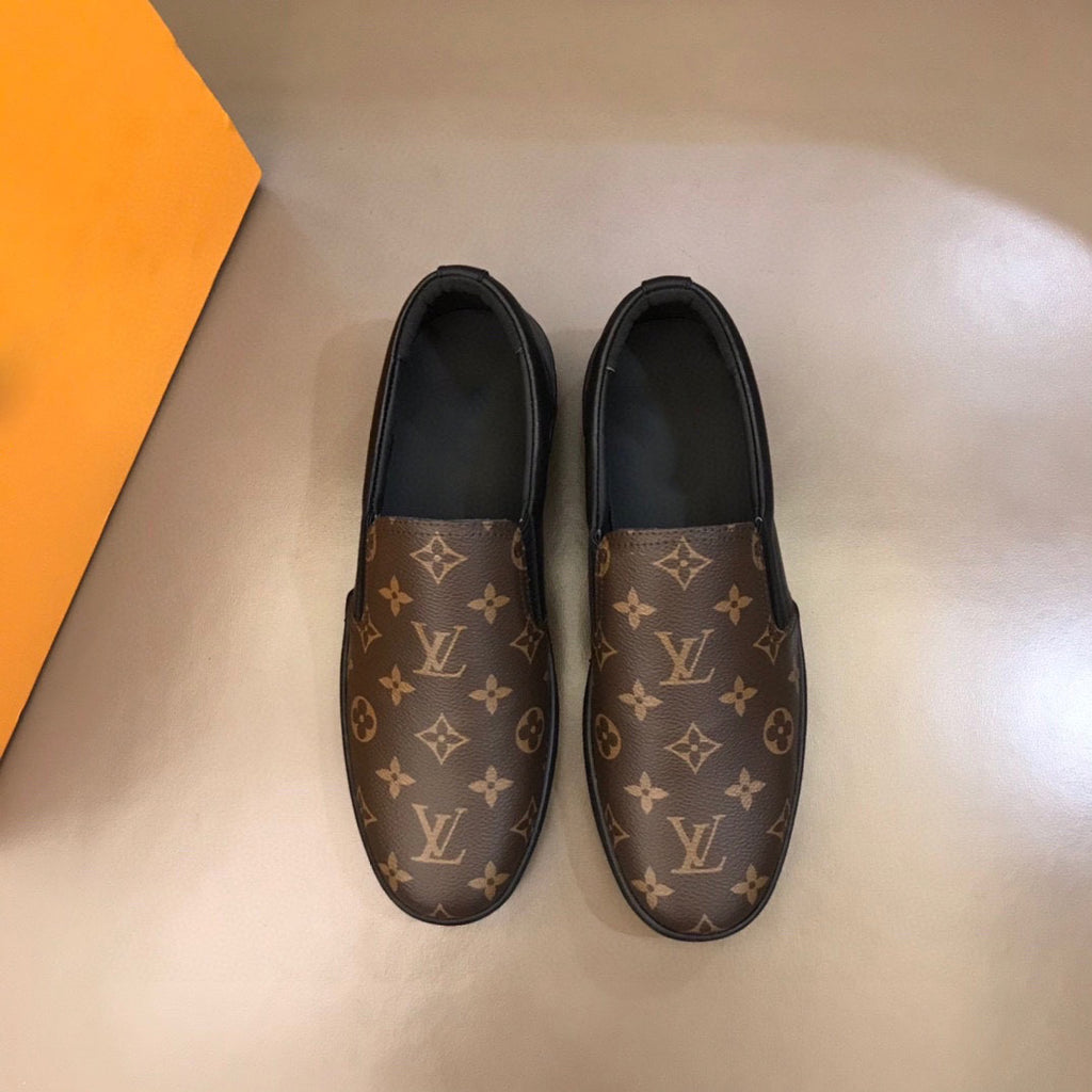 Brown casual print slip-on loafers