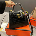 Kelly Handbag In Black Crocodile Leather