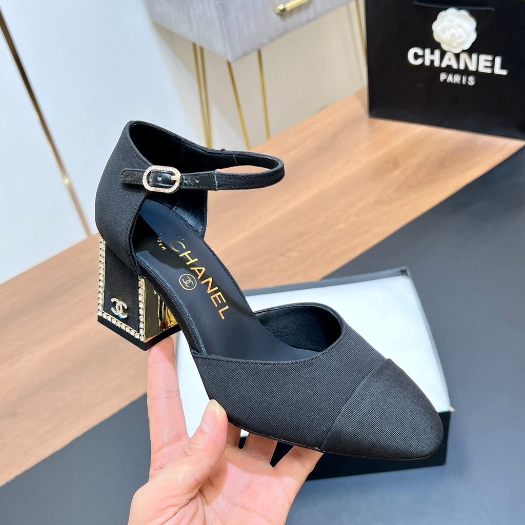 Rhinestone square heel high heels 1824082802