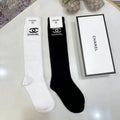 All-match new black cotton bronzing mid-length socks