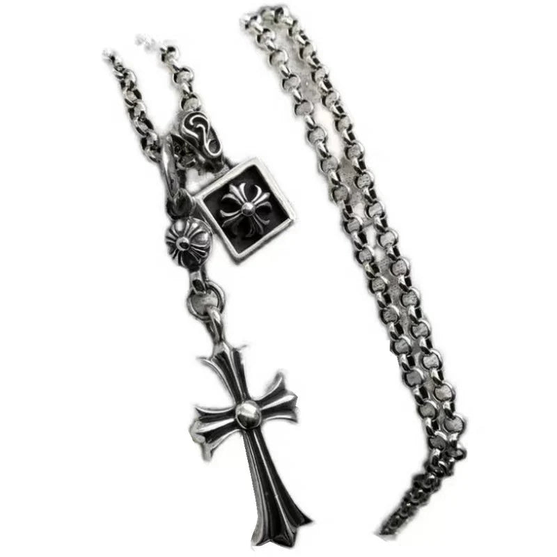 Unique Long Chain with Double Cross Pendants 1026061714