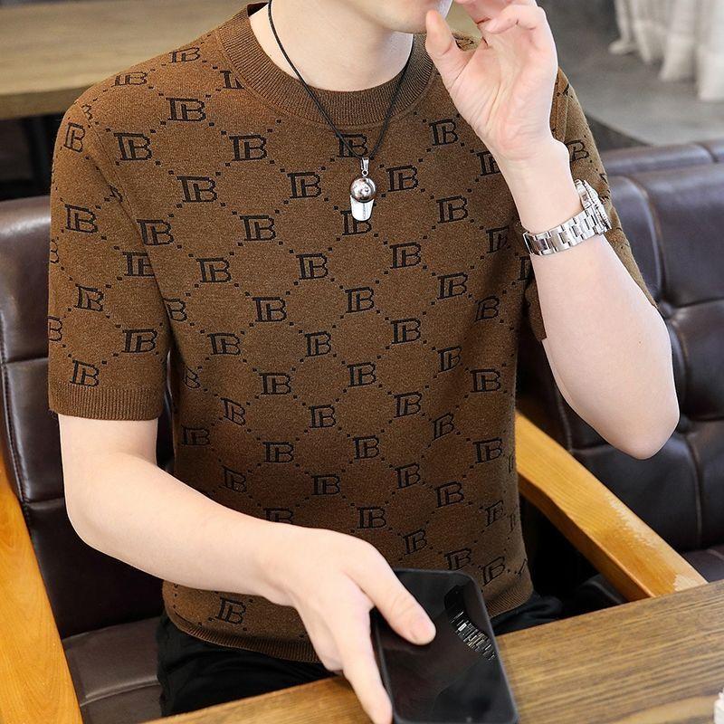 New Fashion Men's All-match Casual Knitted Short-sleeved 1024032110
