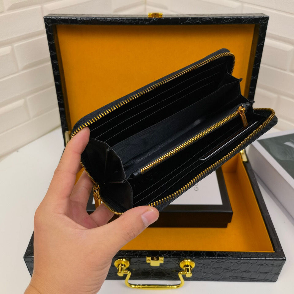 Men's New Wallet Men's Leather Long Wallet Zipper Bag S08