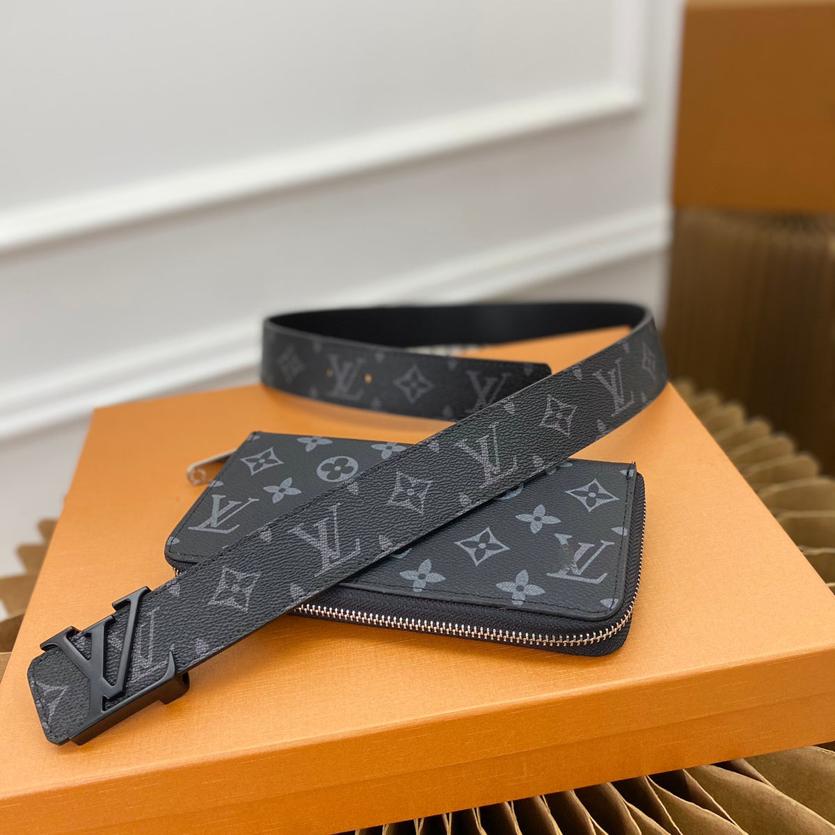 V high-end two-in-one gift box single pull wallet belt belt