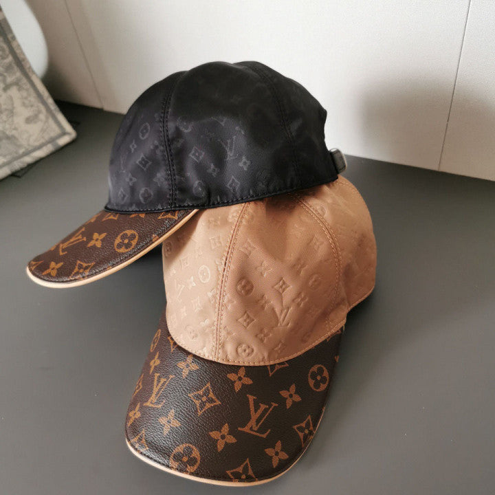 Stitching two-color printed curved brim hat