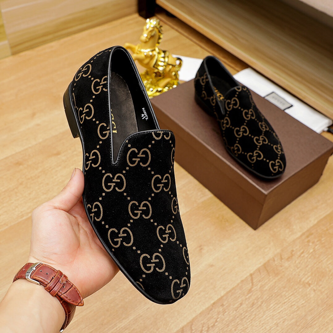 Black  Logo Handmade Men's Loafers