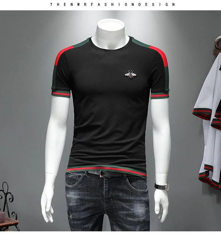 Fashion Small Bee Embroidery Short Sleeve T-shirt 1024060609