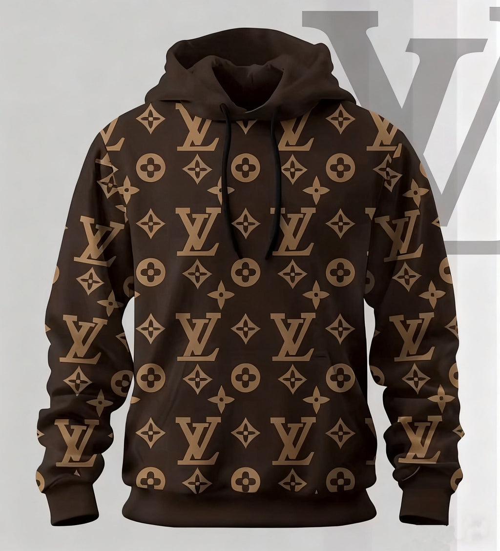 V Logo brown Loose printed hooded 3D0725110901