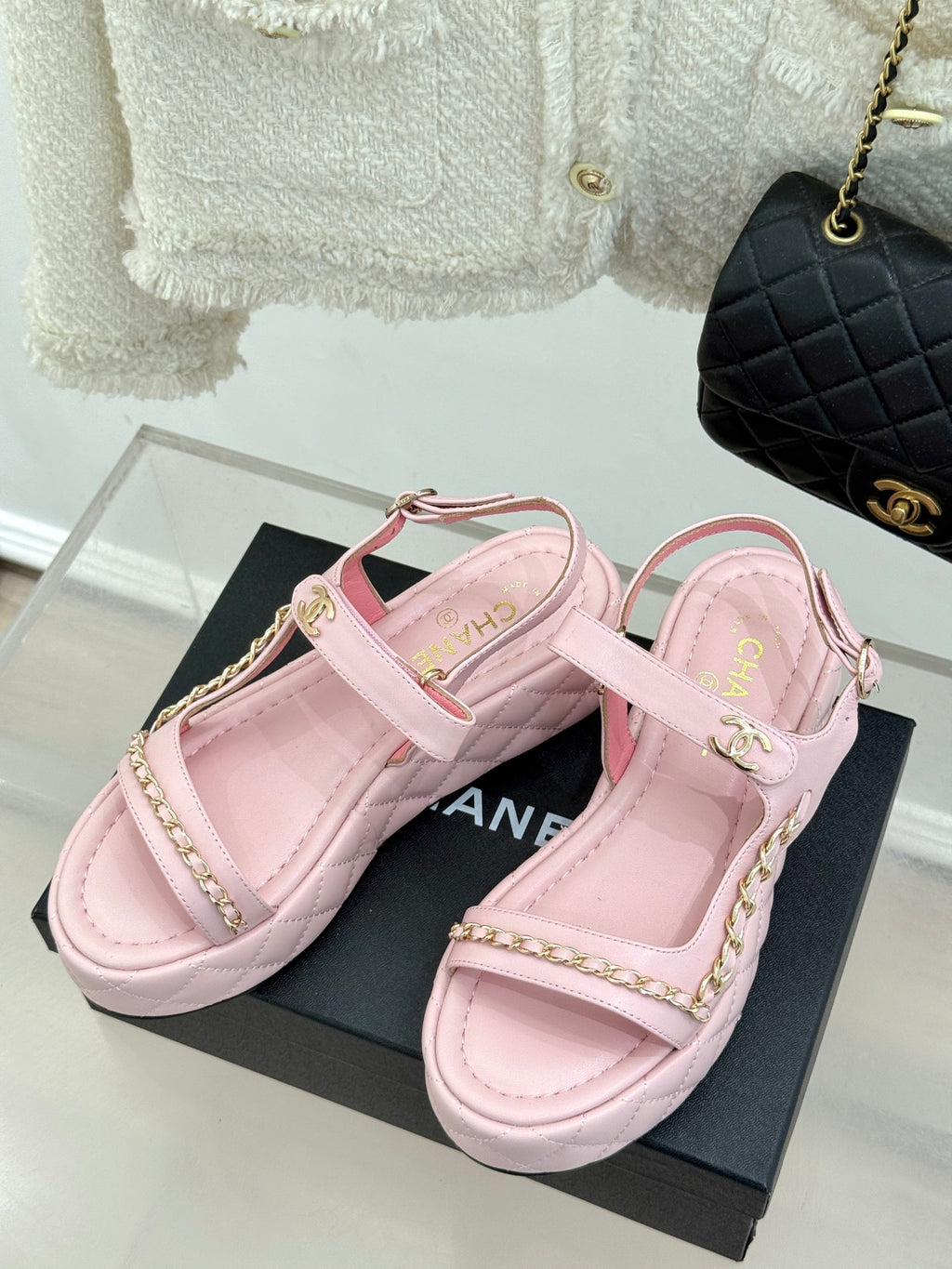 Diamond chain thick-soled platform sandals 0725031110