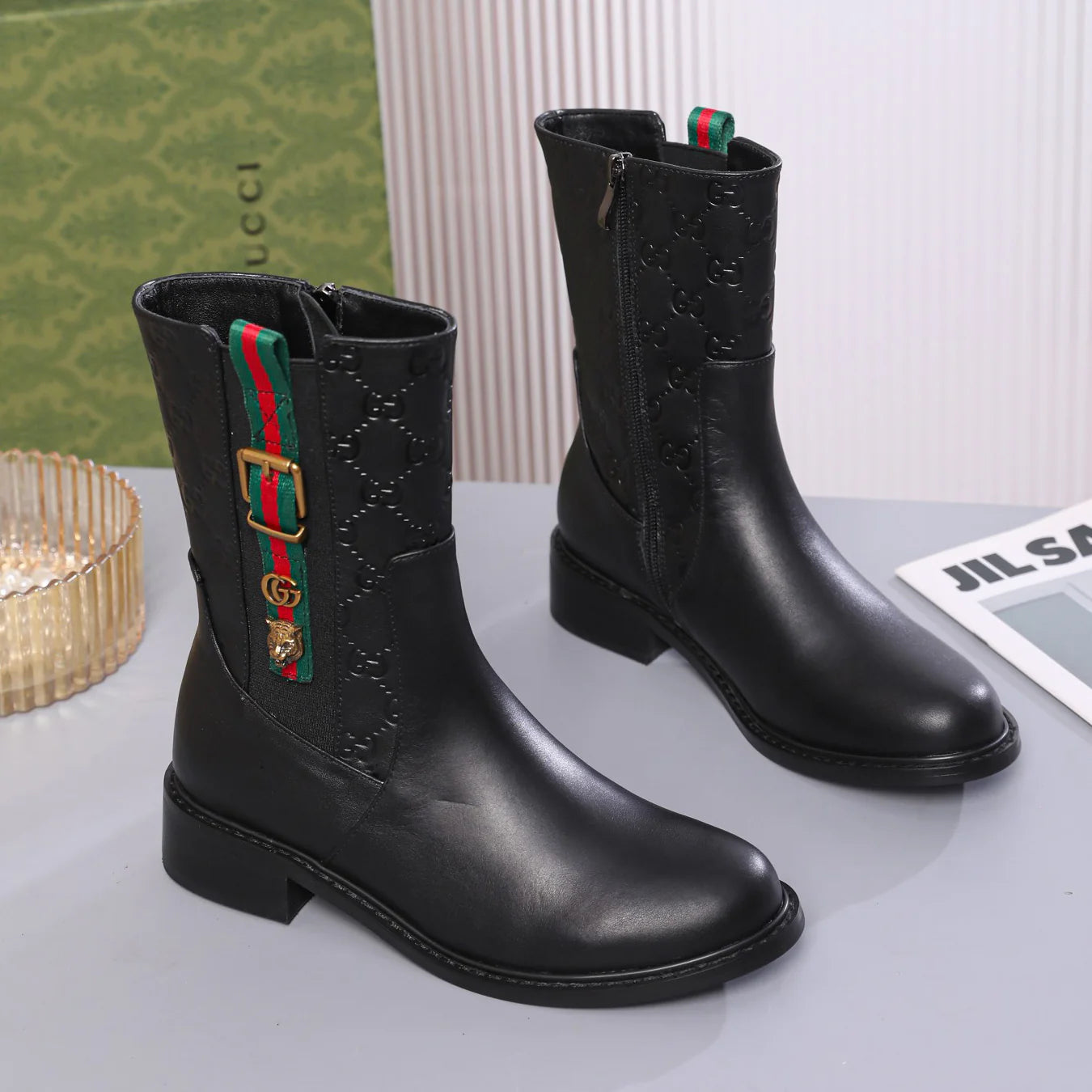 G New Classic Tiger Head Ankle Boots 1025101326