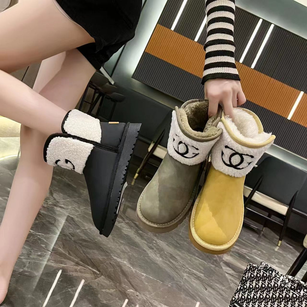 Warm Thickened Letter Lamb Wool Short Boots 0823112312