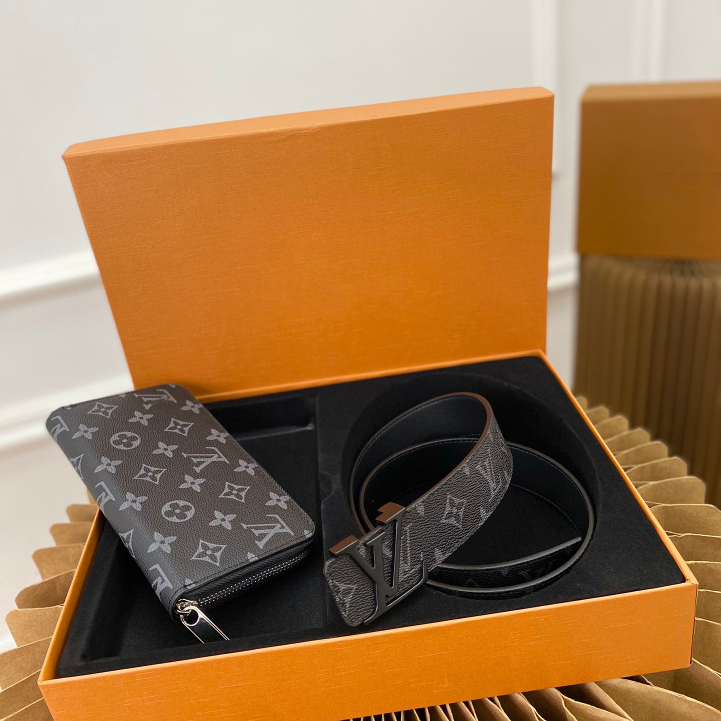 V high-end two-in-one gift box single pull wallet belt belt
