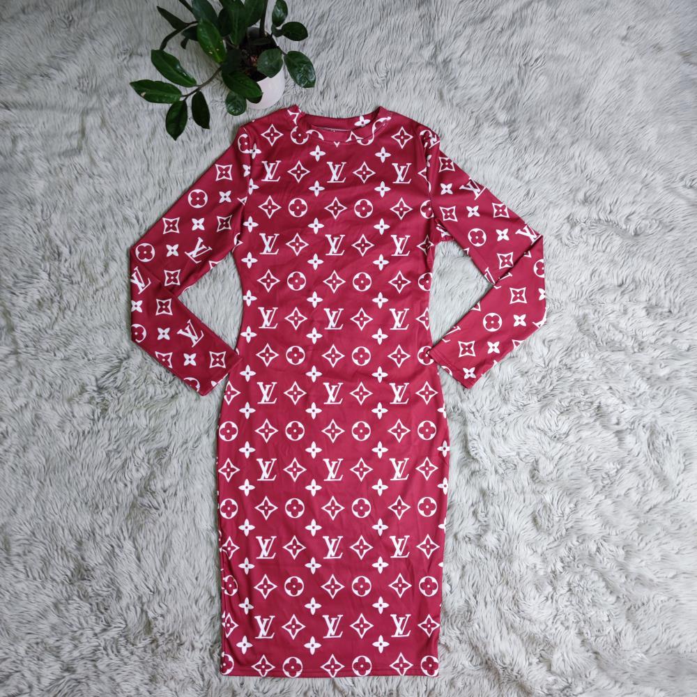 Sexy printed slim fit hip-huing dress XC0823110101