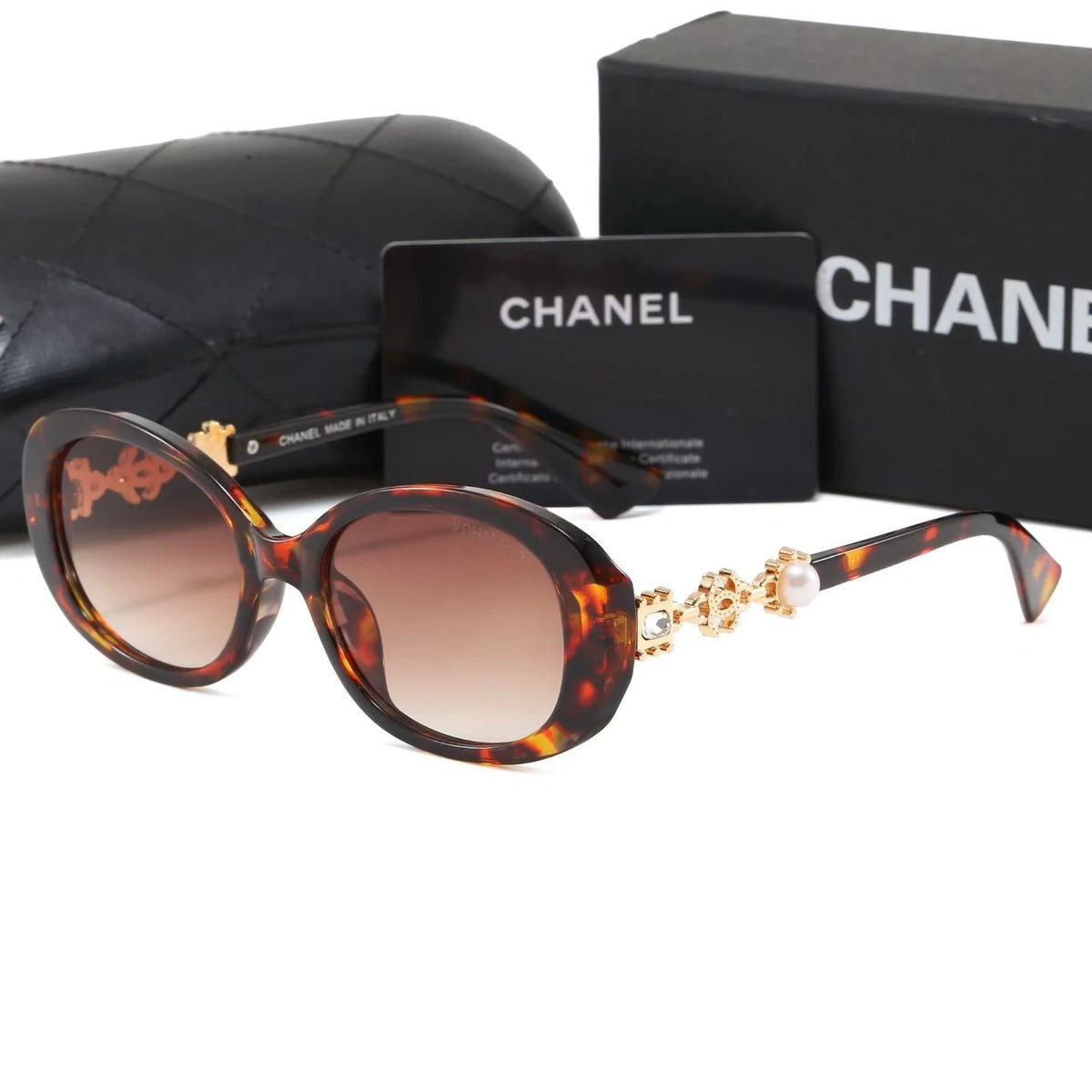 Luxury Women CC Oval Pearl Decor Sunglasses PF1326090702