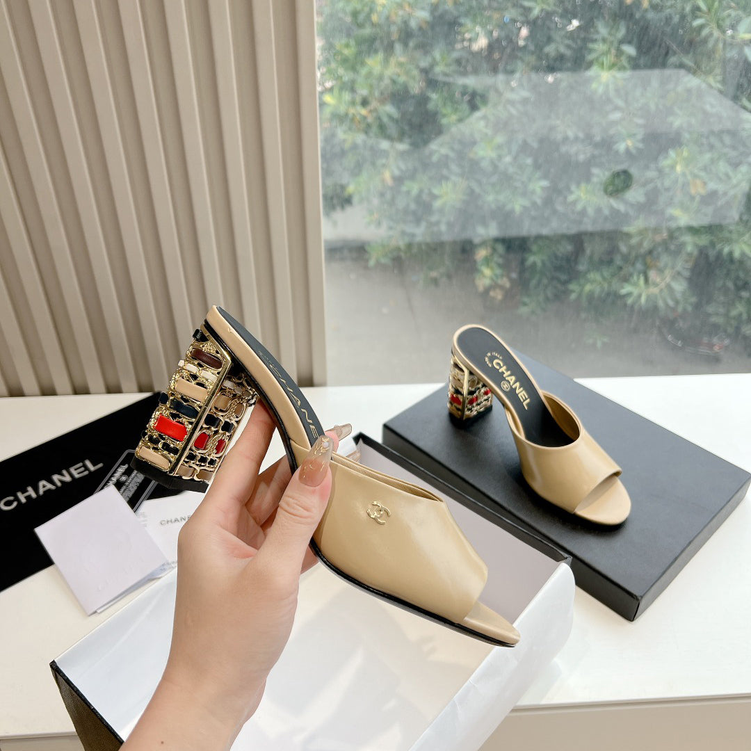 Chane1 top fashion classic high heel slippers 0724030821