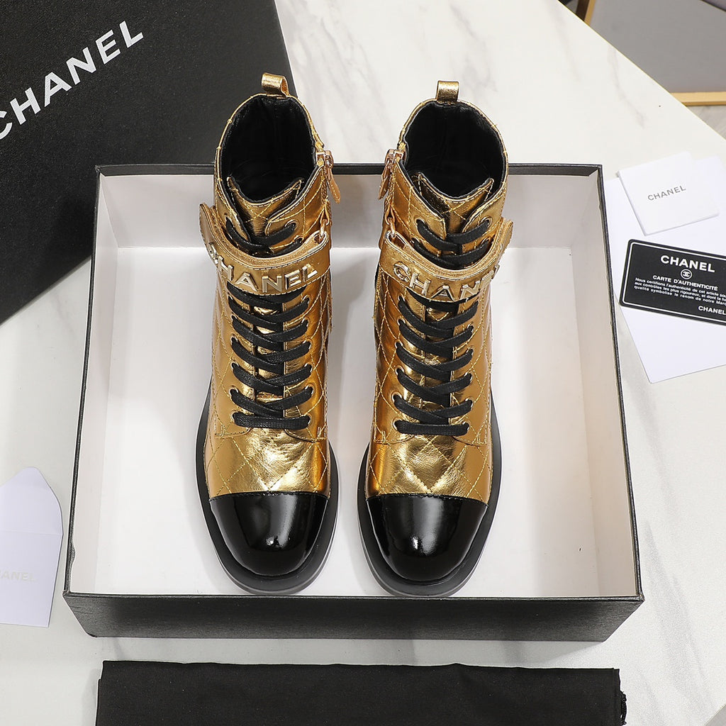 fashion rhombus gold and siLer cowhide boots 0724101707