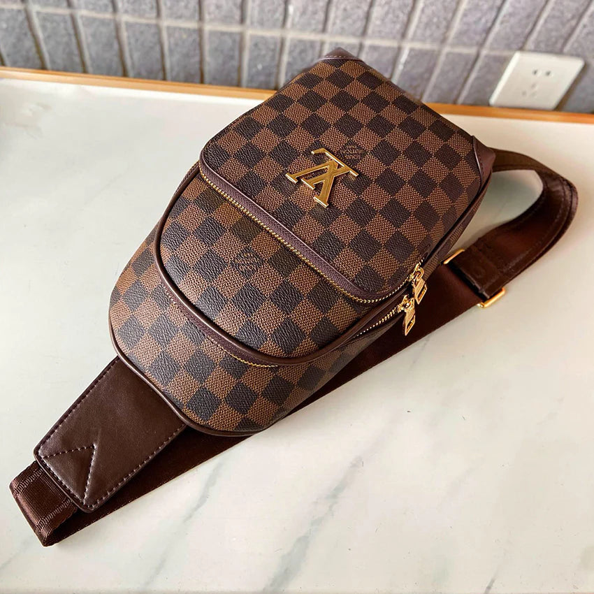 Luxury plaid vintage men's casual chest bag 1024071702