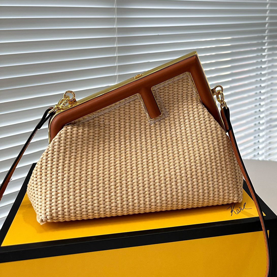fashion F shape straw shoulder bag 0724041128