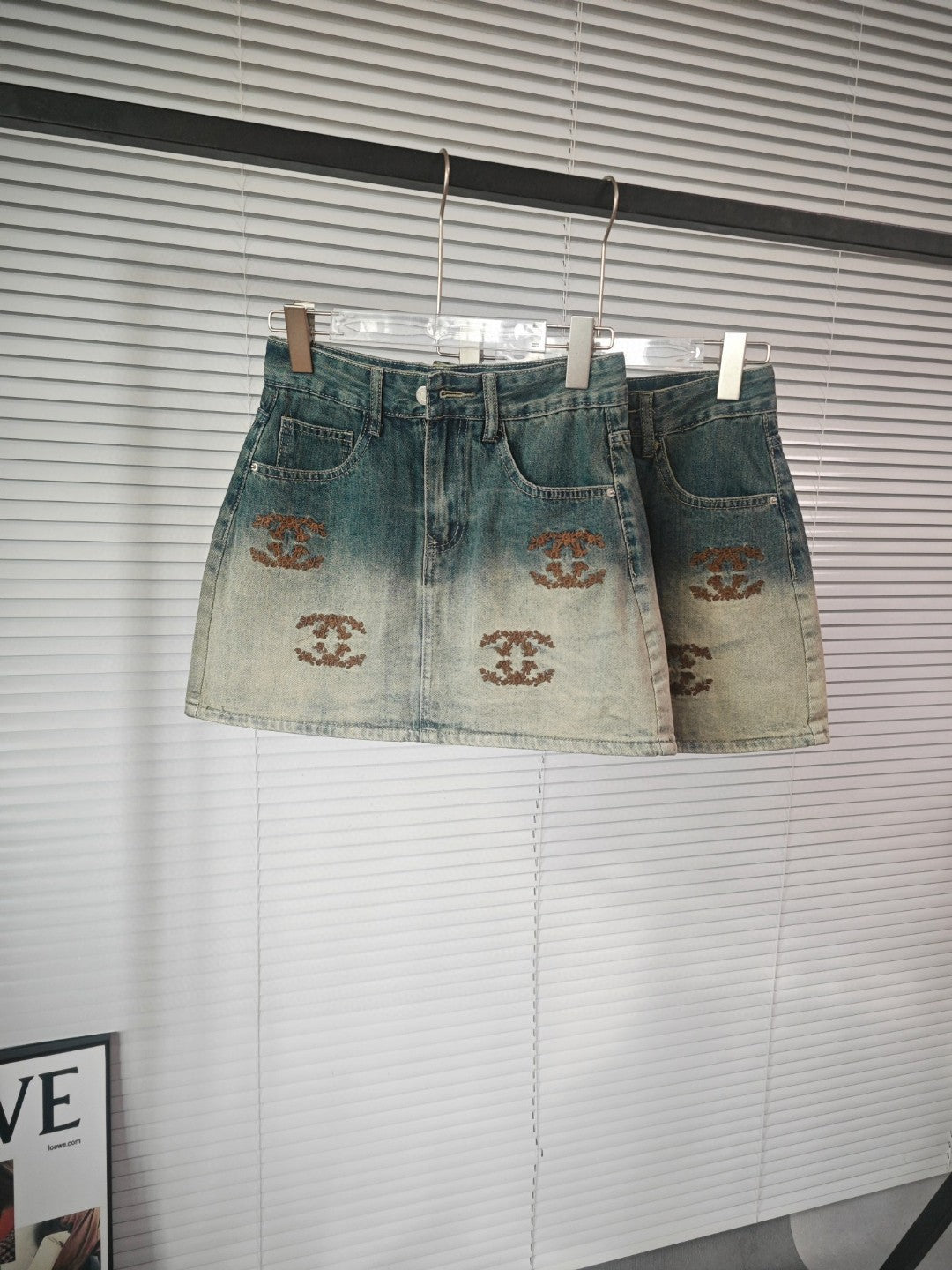 Letter embroidered classic denim skirt 0724050905