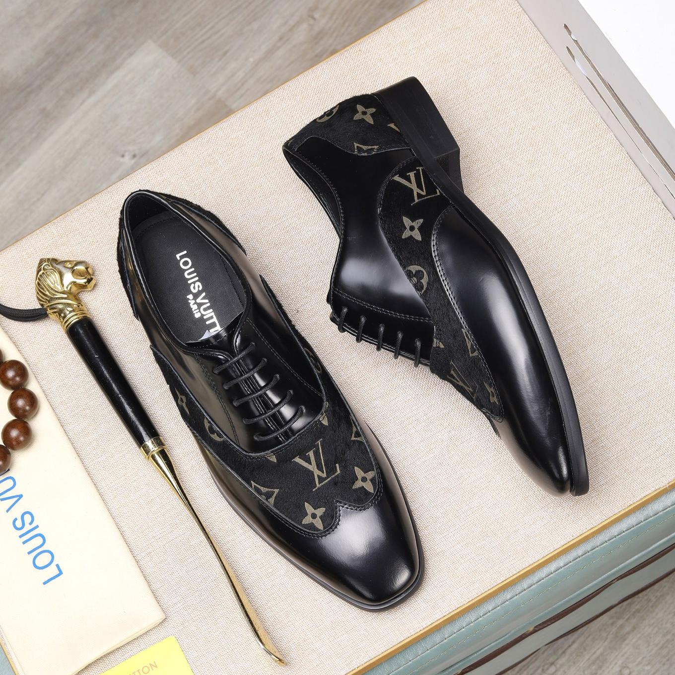 L fashion splicing suede printing business leather shoes 0725031011