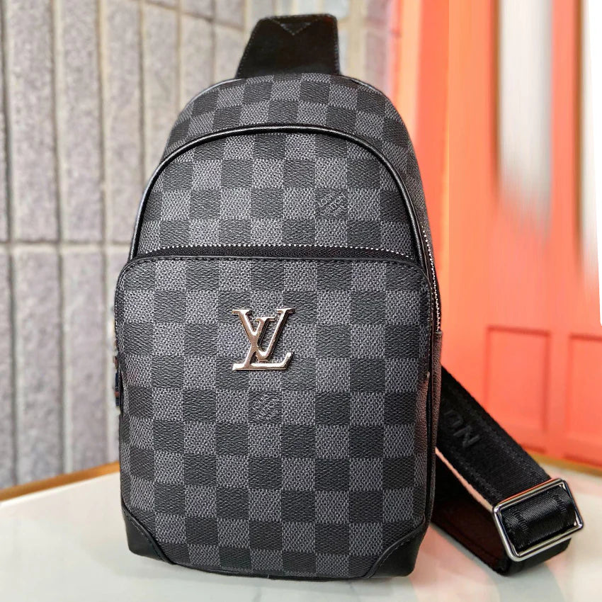 Luxury plaid vintage men's casual chest bag 1024071702