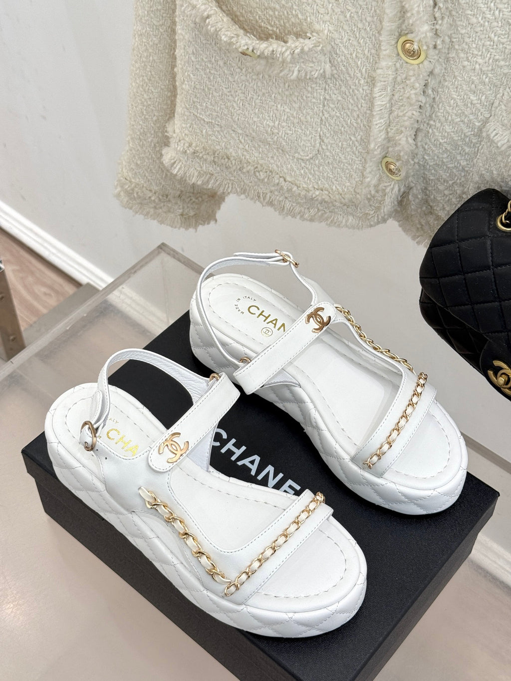 Diamond chain thick-soled platform sandals 0725031110